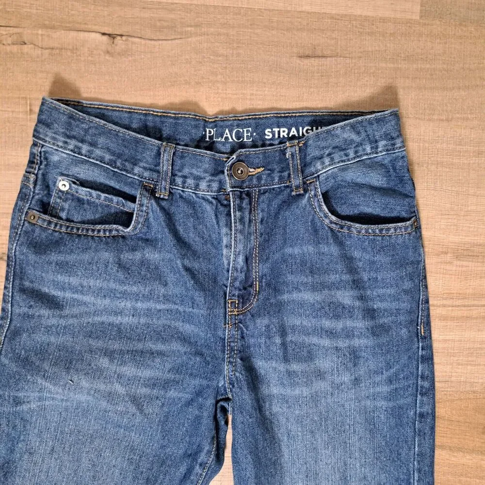 Children's PLACE Boys Jeans-Medium Wash -Straight Leg-Adjustable Waist -Size 12